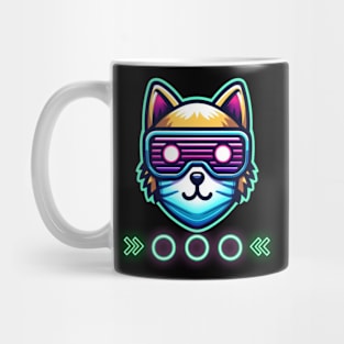 neon cyberpunk cat graphic Mug